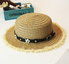 Sun Hat Straw with Large Brim Elegant Flowers