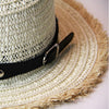 Sun Hat Straw with Large Brim Elegant Flowers