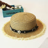 Sun Hat Straw with Large Brim Elegant Flowers