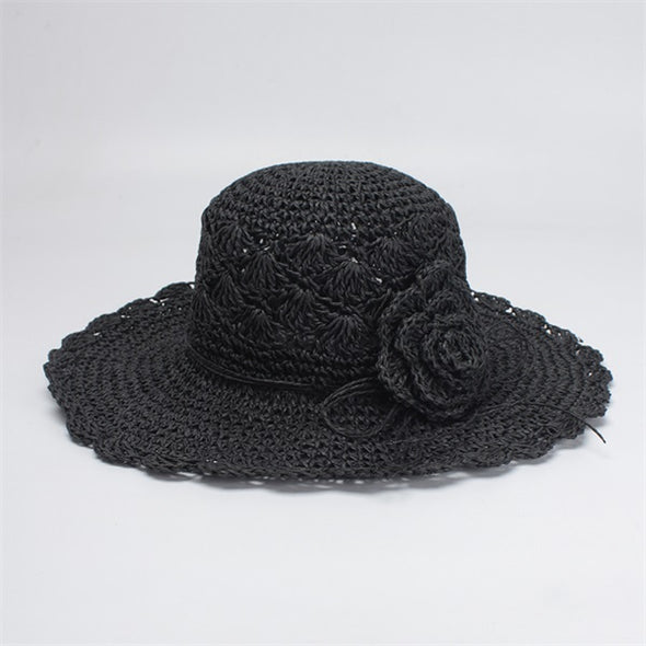 Sun hat with a pretty flower Crochet