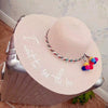 See The Sea White Brim Hat With Rainbow Pom Pom